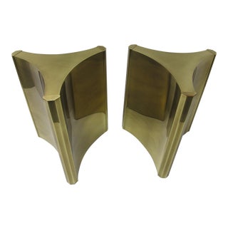 1970s Hollywood Regency Mastercraft Brass Trilobi Dining Table Bases - Set of 2 For Sale