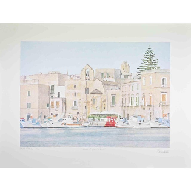 Lithograph hand colored realized by Rosanna Cattaneo. Edition of 190. Original title "Quando il Porto è Silenzio". Hand...