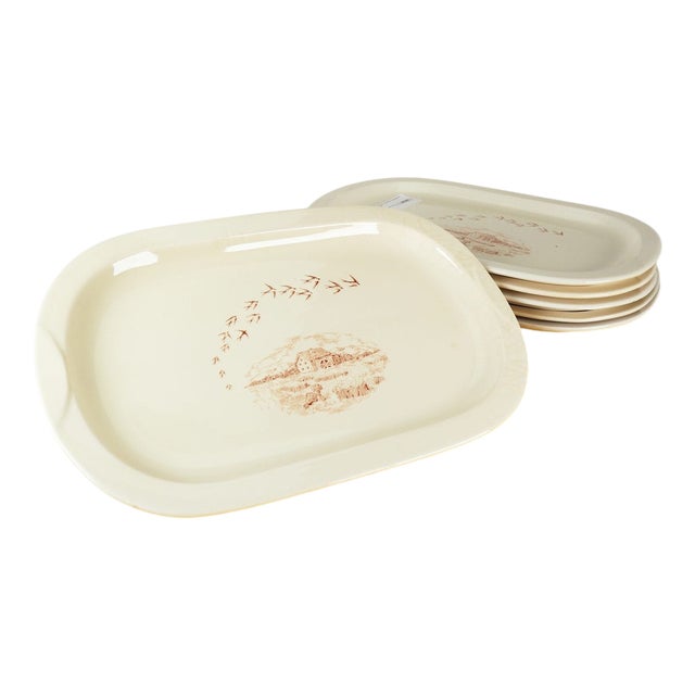 White Mill Ceramic Oval Plates, Set of 6 For Sale