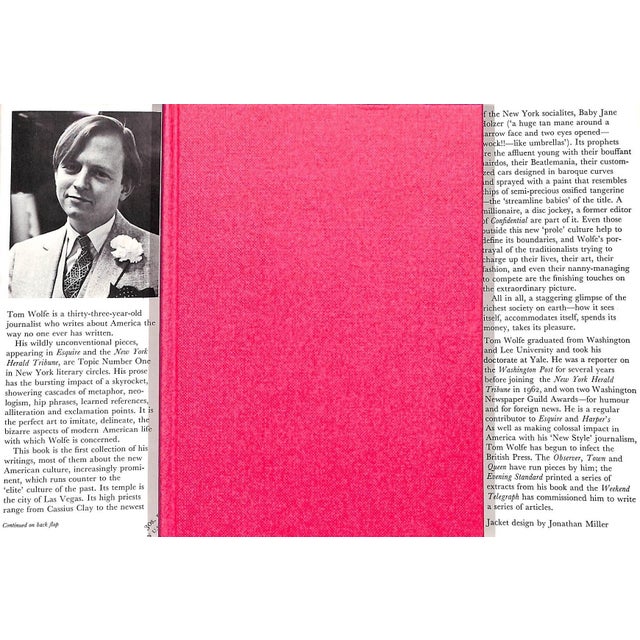 WOLFE, Tom [339] pp. Jonathan Cape 1966 First Printing 8" x 5 1/2" Jacket design by Jonathan Miller The Kandy-Kolored...