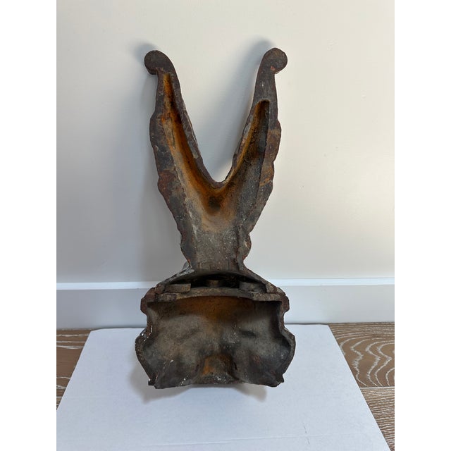 Metal Antique Wells Fargo Winged Mountain Lion & Ram Heads Architectural Salvage Ornament For Sale - Image 7 of 8