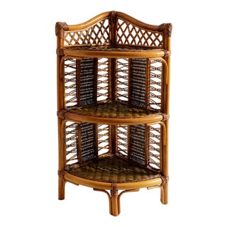 Vintage Bamboo Corner Shelf, 1970s For Sale
