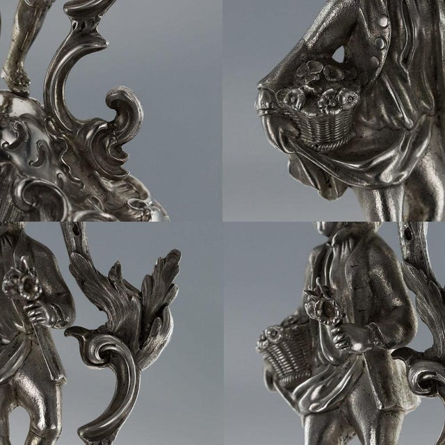 19th Century Victorian English Solid Silver Figural Comports from Charles Thomas Fox & George Fox, 1850s, Set of 2 For Sale - Image 4 of 15