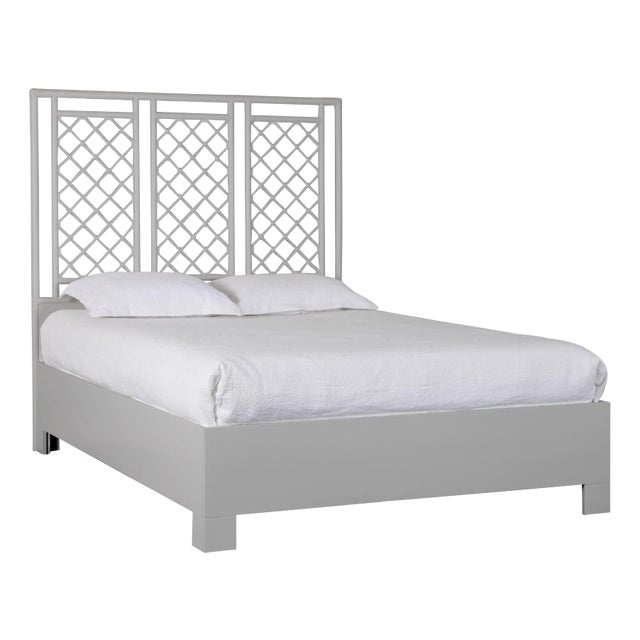 X & Diamond Platform Bed Queen, Light Gray For Sale