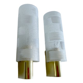 Vintage Brass and Glass Sconces, 1970s, Set of 2 For Sale