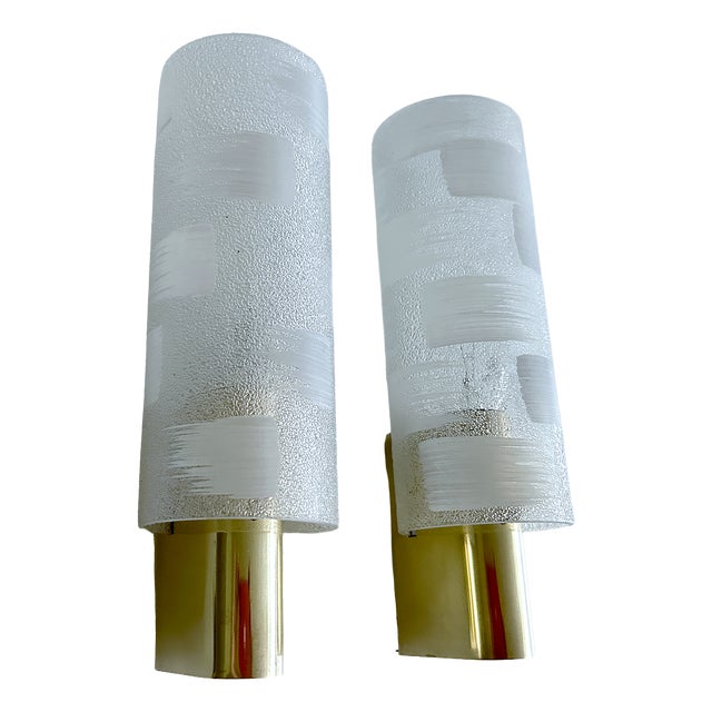 Vintage Brass and Glass Sconces, 1970s, Set of 2 For Sale
