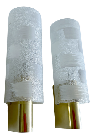 Vintage Brass and Glass Sconces, 1970s, Set of 2