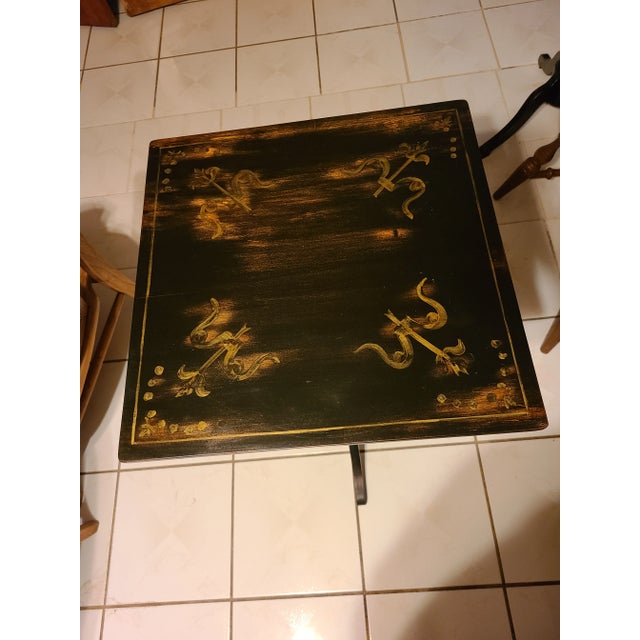 Mid 20th Century Antique Square Tilt Top Pedestal Table For Sale - Image 5 of 10