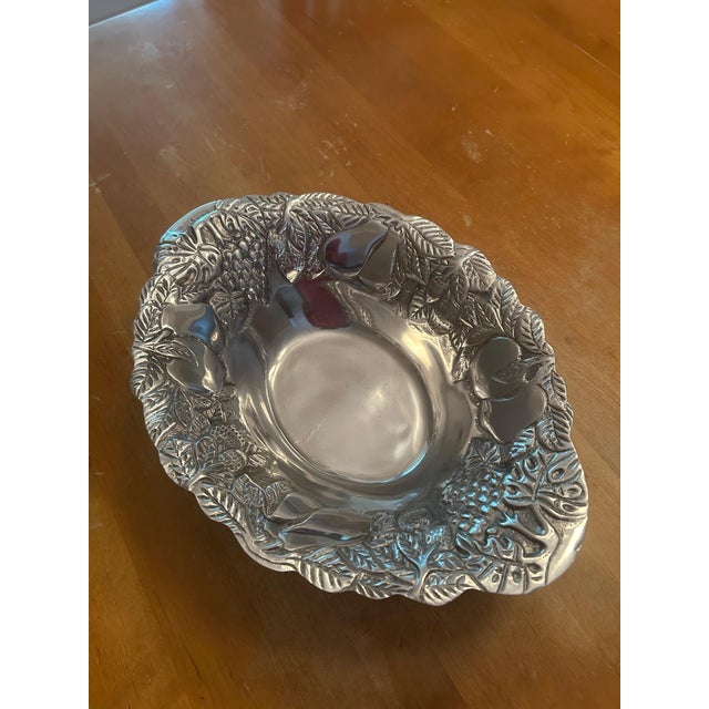 Mid 20th Century Pewter Decorative Serving Bowl For Sale - Image 4 of 4
