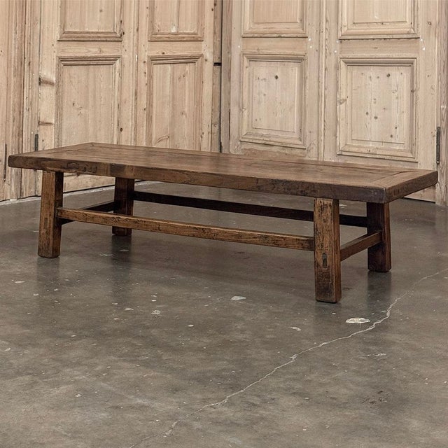 French Country 18th Century Country French Rustic Oak Coffee Table For Sale - Image 3 of 18