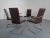 Set of 6 cantilever chairs in dark brown leather. 2 chairs with armrests. (width 54 cm) With slight rubbing of the leather...