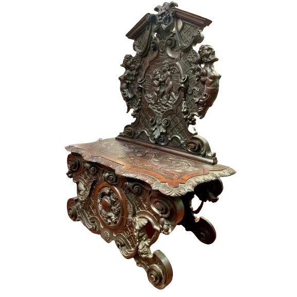 Late 19th Century Gothic Bench Hand Carved by W.B. Moses & Sons, Washington DC, 1858-1937 For Sale - Image 5 of 8