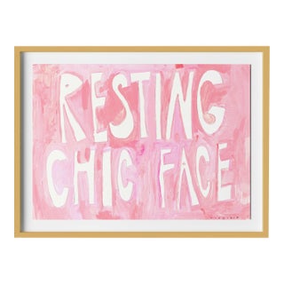 Resting Chic Face by Virginia Chamlee in Gold Frame, Large Art Print For Sale
