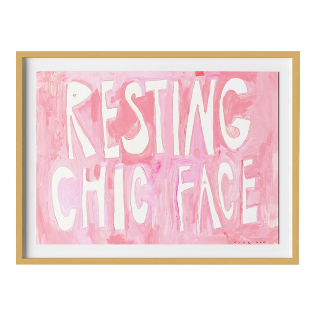 Resting Chic Face by Virginia Chamlee in Gold Frame, Large Art Print For Sale