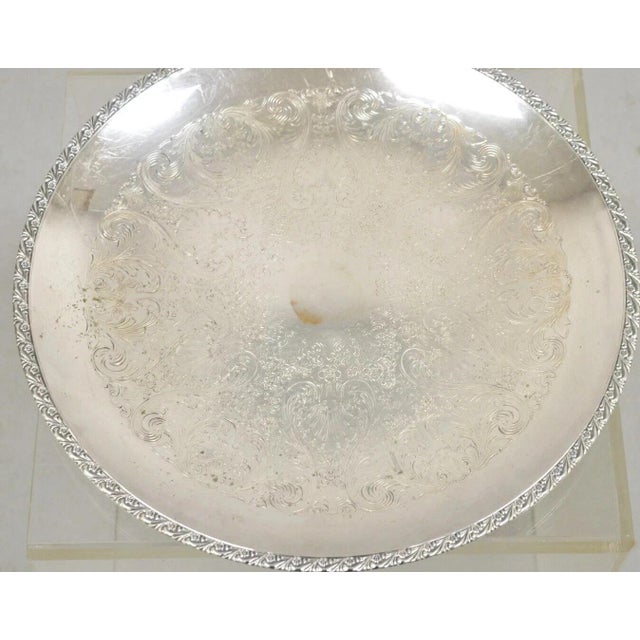Victorian Vintage Wm Rogers 767 Victorian Style Round Silver Plated Serving Platter Tray For Sale - Image 3 of 10