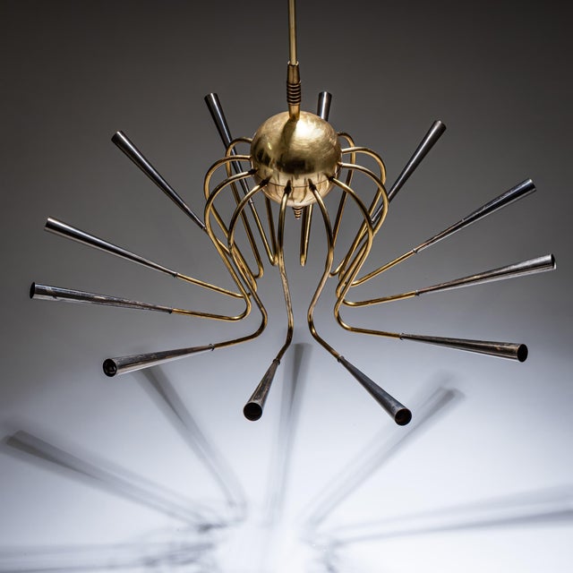 Sputnik Brass Chandelier, Italy, Mid-20th Century For Sale In New York - Image 6 of 9