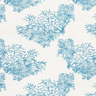 Schumacher Great Barrier Reef Fabric in Blue For Sale