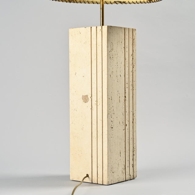 Travertine and Parchment Lamp, Italy, 1970s For Sale - Image 9 of 11