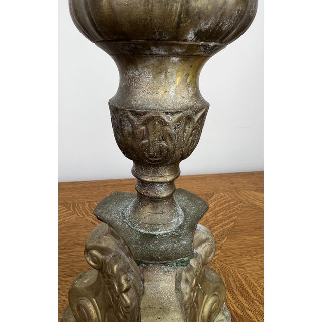 Vintage Brass Ornate Decorative Candleholders, Set of 2 For Sale - Image 10 of 18
