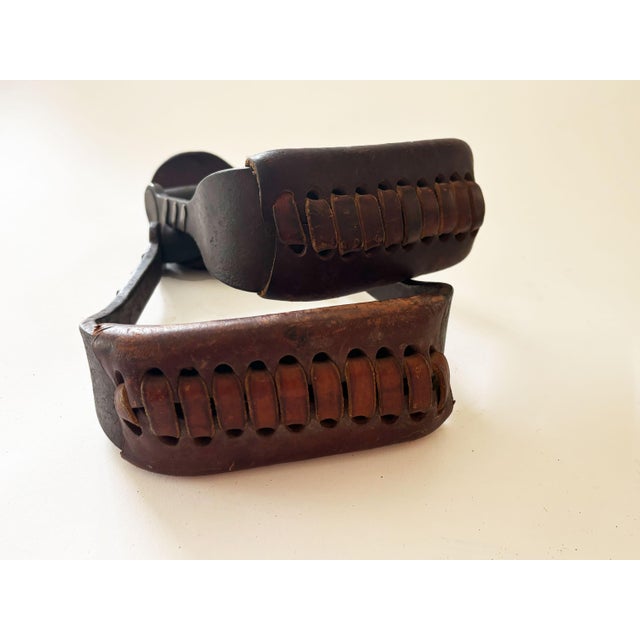 1980s Vintage Custom Forged Iron and Copper Western Horse Saddle Stirrups, Set of 2 For Sale - Image 5 of 9