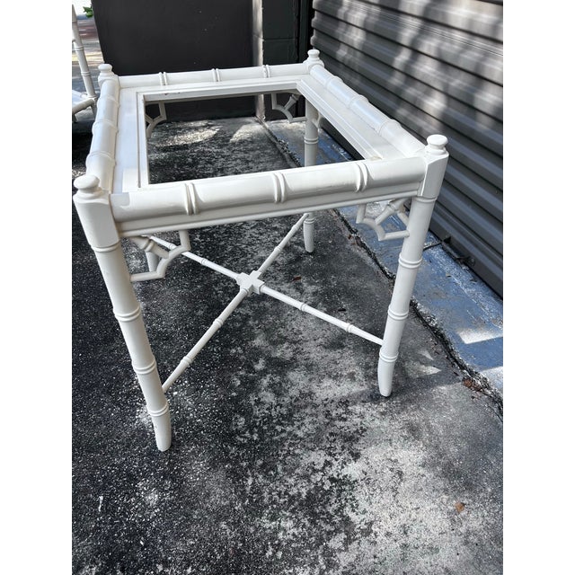Thomasville Vintage White Square Thomasville Allegro Faux Bamboo Side Table For Sale - Image 4 of 7