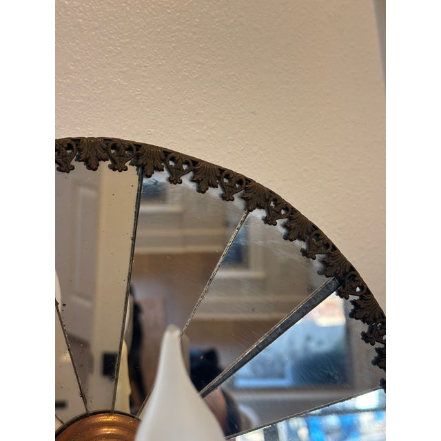 Antique Large Scale French Concave Mirrored Reflector Sconces - A Pair For Sale - Image 15 of 18