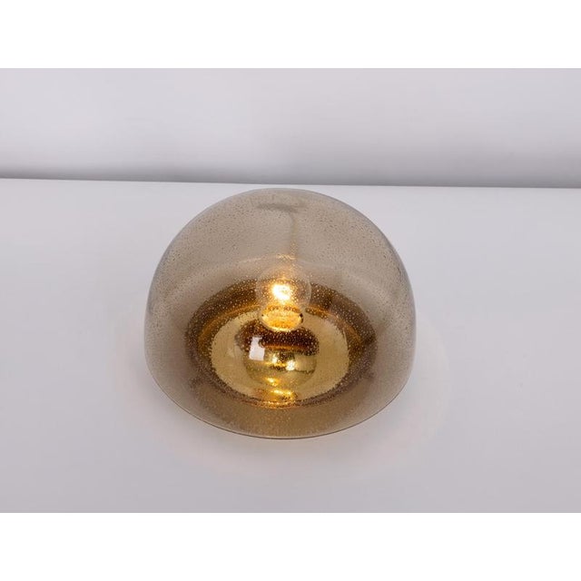 Metal Mid-Century Modern Flush Mount in Smoked Glass from Limburg, Germany, 1970s For Sale - Image 7 of 15