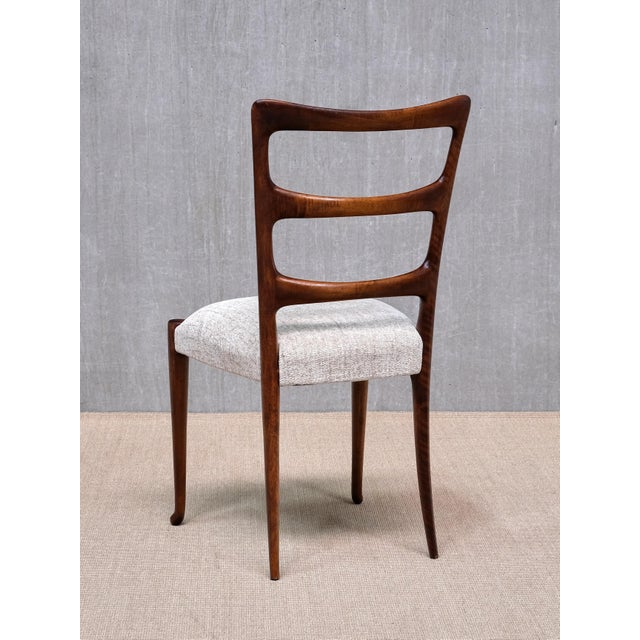 Mahogany and Chenille Dining Chairs by Paolo Buffa, Italy, 1940s, Set of 8 For Sale - Image 10 of 17