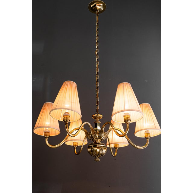 Art Deco Chandelier with Fabric Shades, Vienna, 1920s For Sale - Image 17 of 18