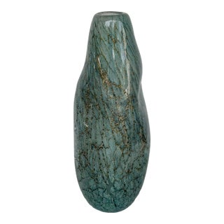 Currey & Company Modern Blue Glass Tyne Vase For Sale