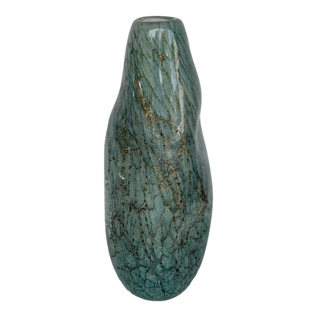 Currey & Company Modern Blue Glass Tyne Vase For Sale