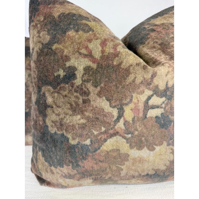 Custom pair of 22" pillows covered in King Cotton Fabrics "Aubusson" in color cameo, a 50% mohair velvet. These pillows...