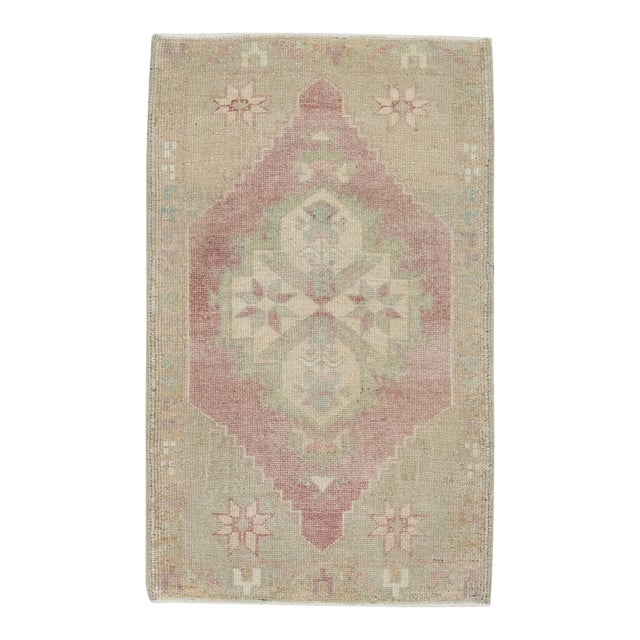 Oriental Hand Knotted Rug Turkish Mini Rug 1'10" x 2'11" For Sale