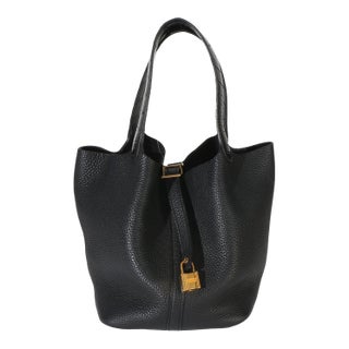 Black Clemence Matte Alligator Touch Picotin Lock 22 PHW For Sale