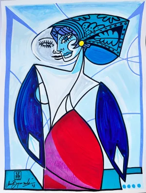 Fashion Lady Original Painting by Mauro Bergonzoli