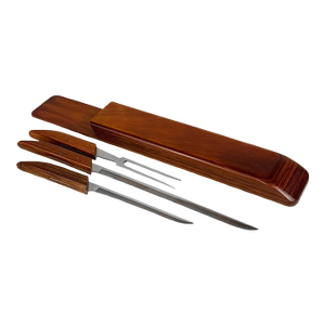 Mid-Century Teak 4-Piece Knife Carving Set