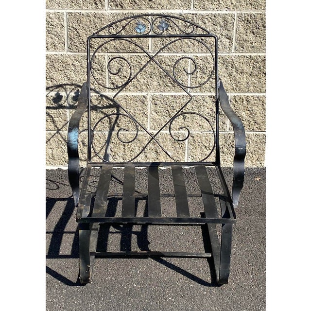 Vintage 1950’s Russell Woodard Chatilly Rose Wrought Iron Patio Arm