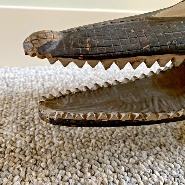 Black Large Wood Alligator Folk Art Sculpture For Sale - Image 8 of 18