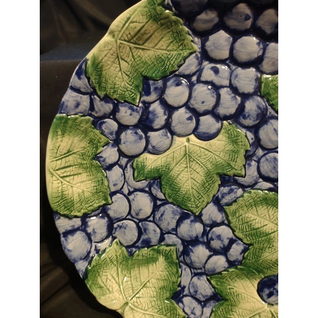 Fitz and Floyd Vintage Fitz and Floyd Hand Painted Grapes & Leaves Plates- Set of 4 For Sale - Image 4 of 5