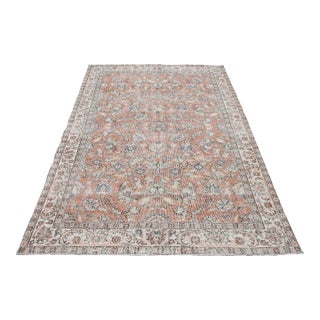 Burnt Orange Vintage Hand Knotted Turkish Area Rug - 74" X 120" For Sale