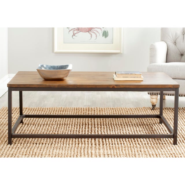 Minimal Coffee Table in Brown Pine For Sale - Image 4 of 5