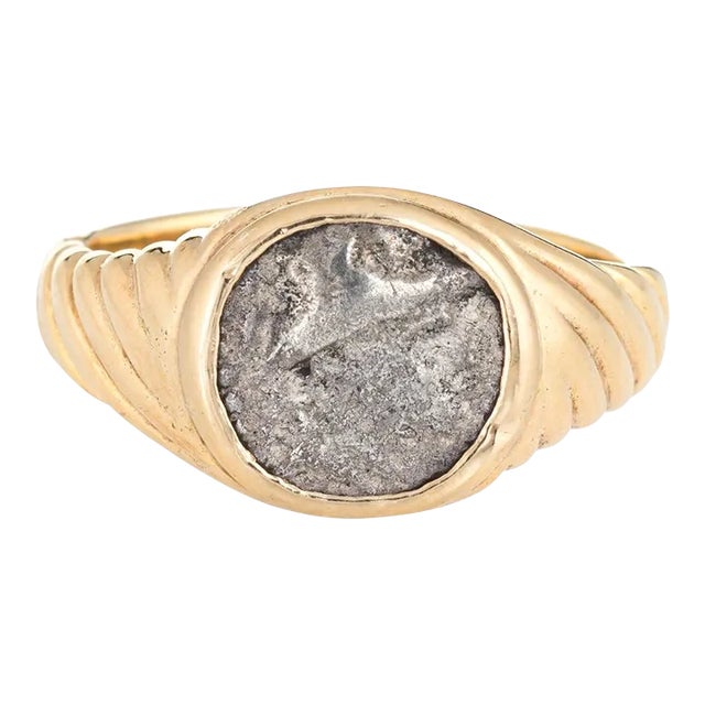 Vintage Bulgari Ancient Coin Ring Monete 18k Yellow Gold Jewellery Jewellery size 5.75 For Sale