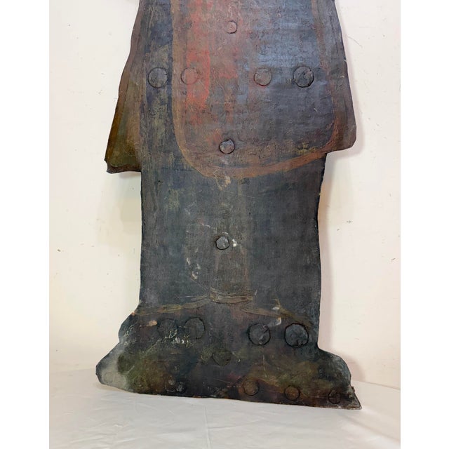 17th Century Huge Antique Hand Painted 17th Century Copper Wrought Iron Religious Sign Statue For Sale - Image 5 of 18