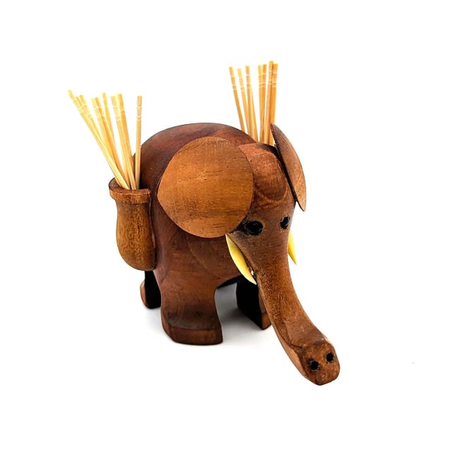 1950s Danish Teak Wood Elephant Toothpick Holder For Sale In Miami - Image 6 of 10