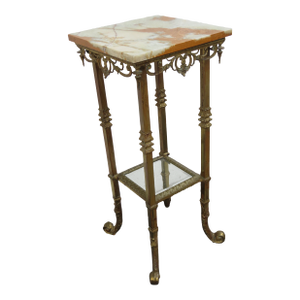 Victorian Onyx Top Two Tiers Flower Statue Stand Pedestal Table 6343