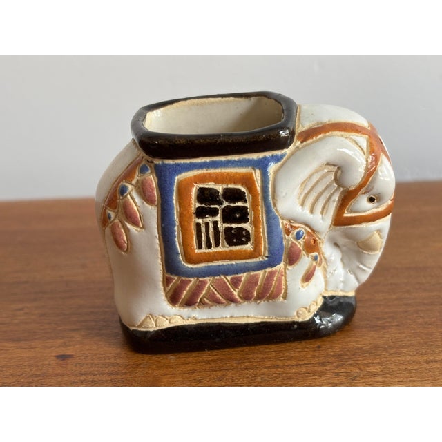 1980s Tiny Elephant Garden Stool Shaped Vessel For Sale - Image 9 of 10