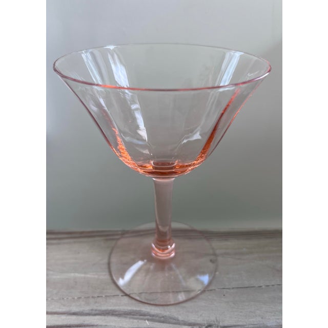 1950s 1950s Tiffin Franciscan Pink Faceted Champagne Glasses-Set of 4 For Sale - Image 5 of 9