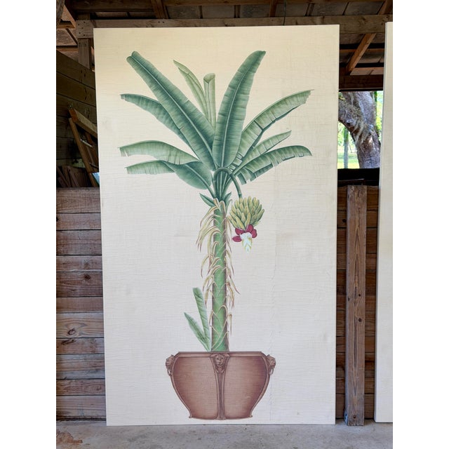 Monumental Tropical Coastal Boho Botanical Palm Panels Wall Art– Pair For Sale - Image 10 of 12