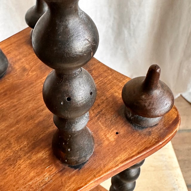 Antique French Bobbin Wall Shelf in Cherry, 1890s For Sale - Image 9 of 12