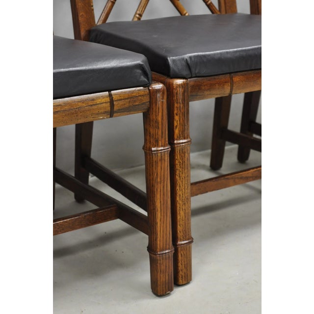 Vintage Hollywood Regency Faux Bamboo Lattice Dining Chair by Century - Set of 4 For Sale - Image 9 of 15
